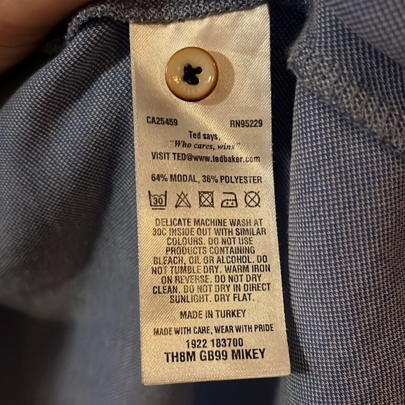 Ted Baker London Polo Modal Blend Blue sz 6 XXL Golf Collared Preppy geometric - Picture 4 of 6